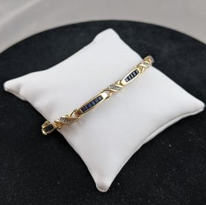 10K Yellow Gold, Sapphire & Diamond Bracelet